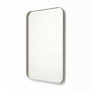 better bevel 20 in. x 30 in. Metal Framed Rounded Rectangle Bathroom Vanity Mirror in Nickel 20046