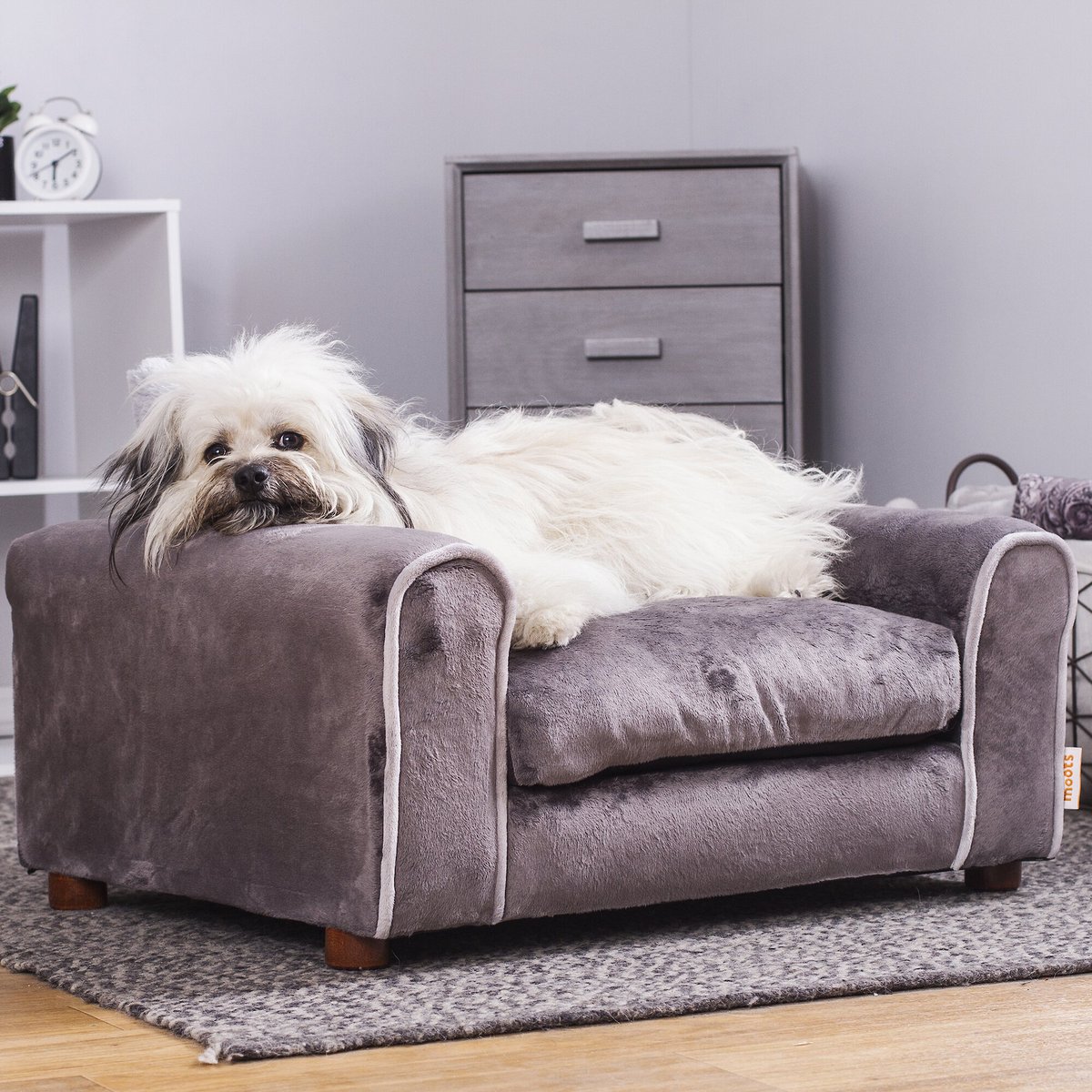 Moots Furry Sofa Lounge Orthopedic Elevated Cat and Dog Bed w/ Removable Cover