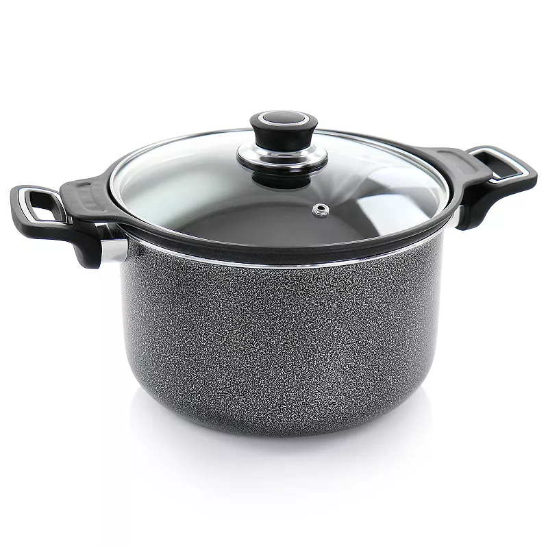 Oster Cocina Clairborne 3 Piece Aluminum Nonstick Pasta Pot with Lid in Charcoal Grey