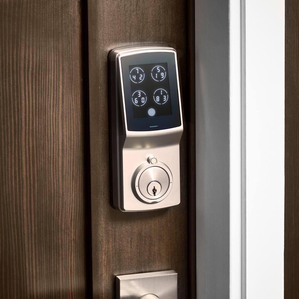 Lockly Model-S Satin Nickel Single-Cylinder Alarmed Lock Deadbolt with Keypad Bluetooth and Discrete PIN Code Input PGD7SSN