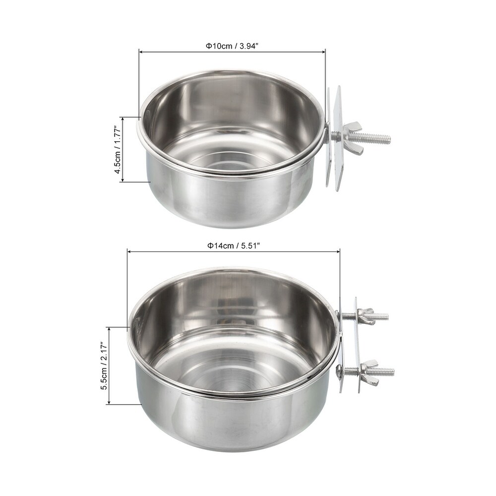 1 Set Bird Feeding Dish Cup Stainless Steel Parrot Feeder Water Bowl