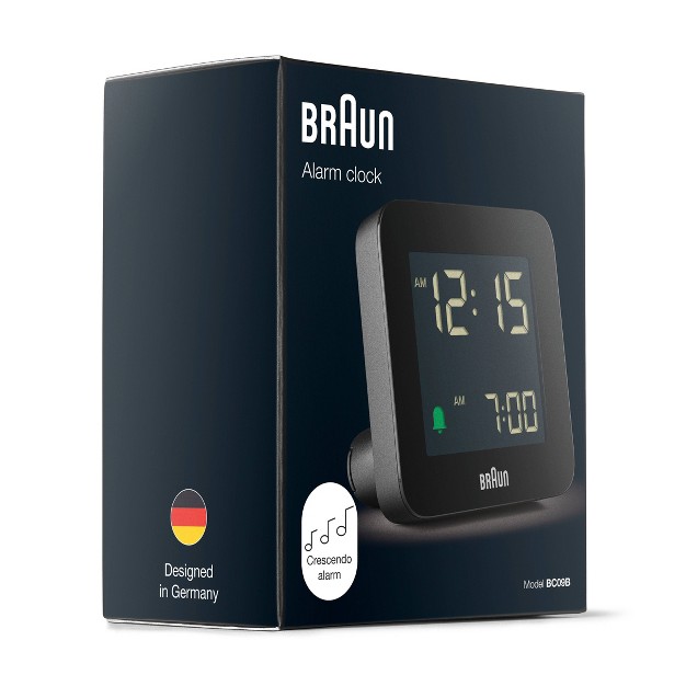 Braun Digital Alarm Clock With Snooze And Negative Lcd Display