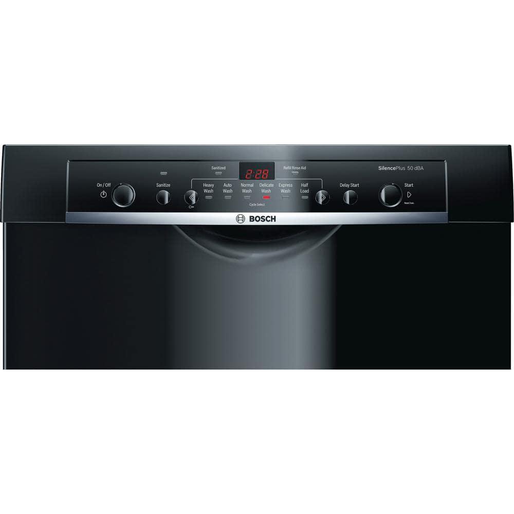 Bosch Ascenta 24 in Black Front Control Tall Tub Dishwasher with Hybrid Stainless Steel Tub 50 dBA