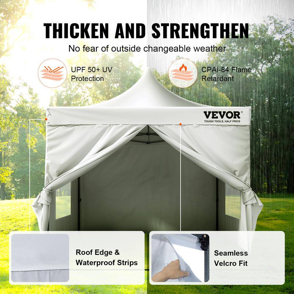 VEVOR 10 ft. x 10 ft. Pop Up Canopy with Sidewalls Adjustable Height Gazebo Tent Waterproof UV Resistant Outdoor Canopy Tent DCSYPBS1010FTGMH8V0