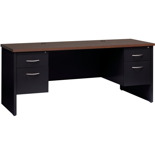 Lorell Walnut Laminate Commercial Steel Double-pedestal Credenza - 2-Drawer (79157)