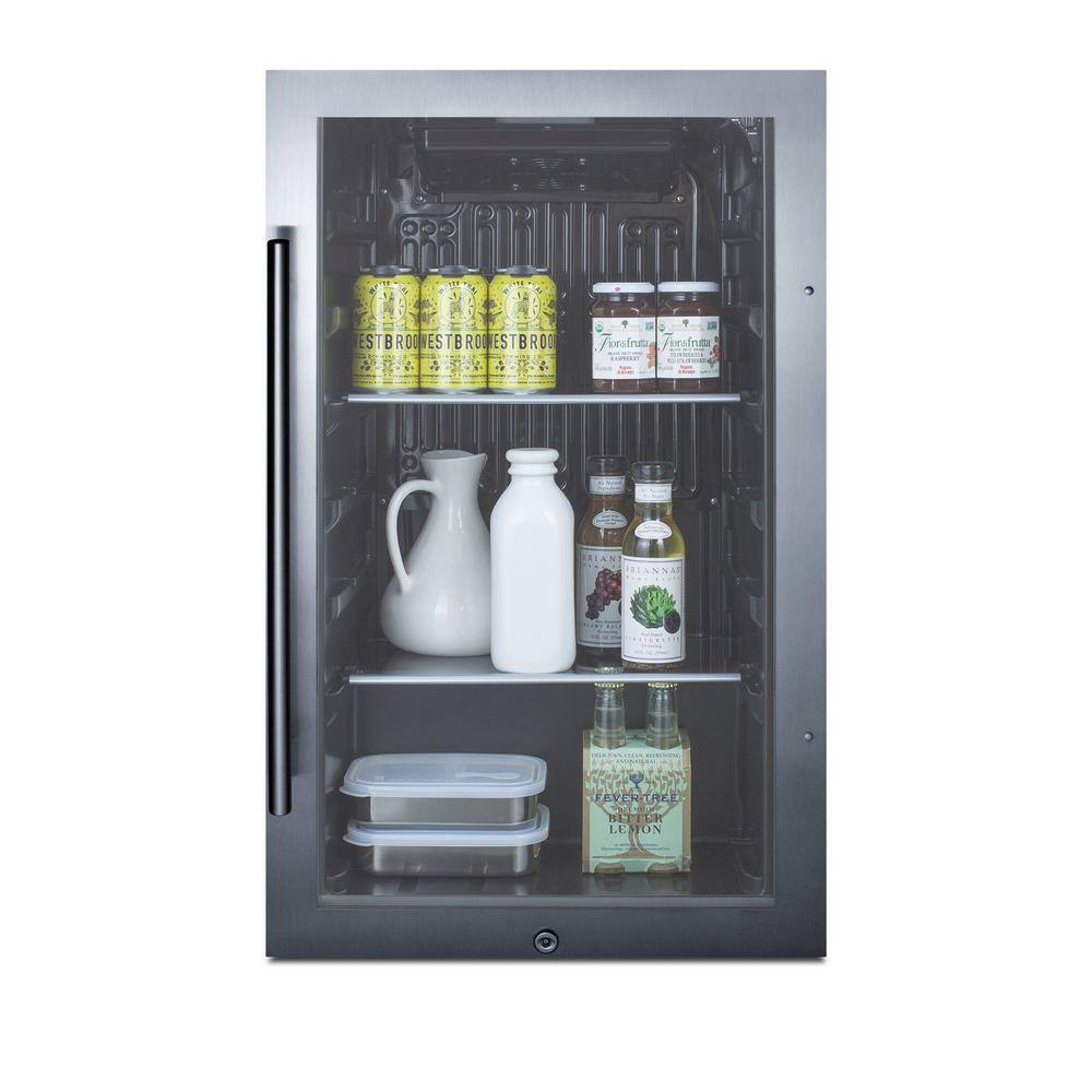 Summit Appliance Shallow Depth 19 in. Mini Fridge with Glass Door ADA Compliant SPR488BOSADA