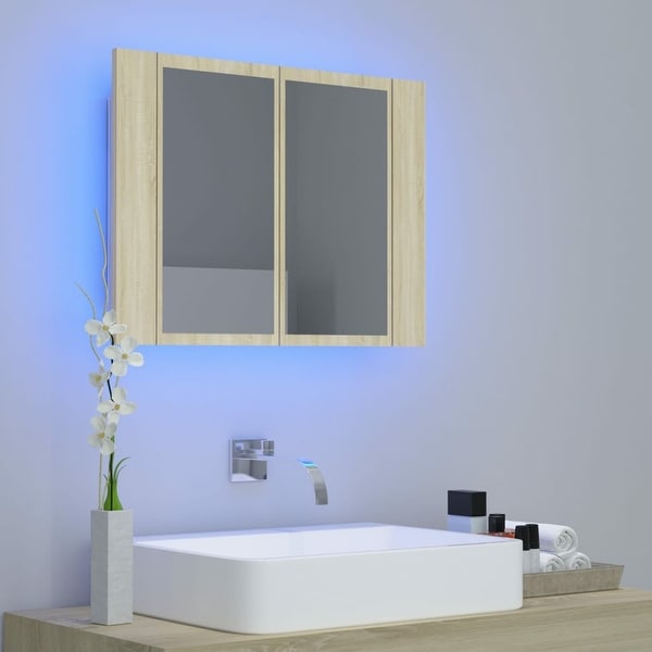 LED Bathroom Mirror Cabinet Sonoma Oak 23.6