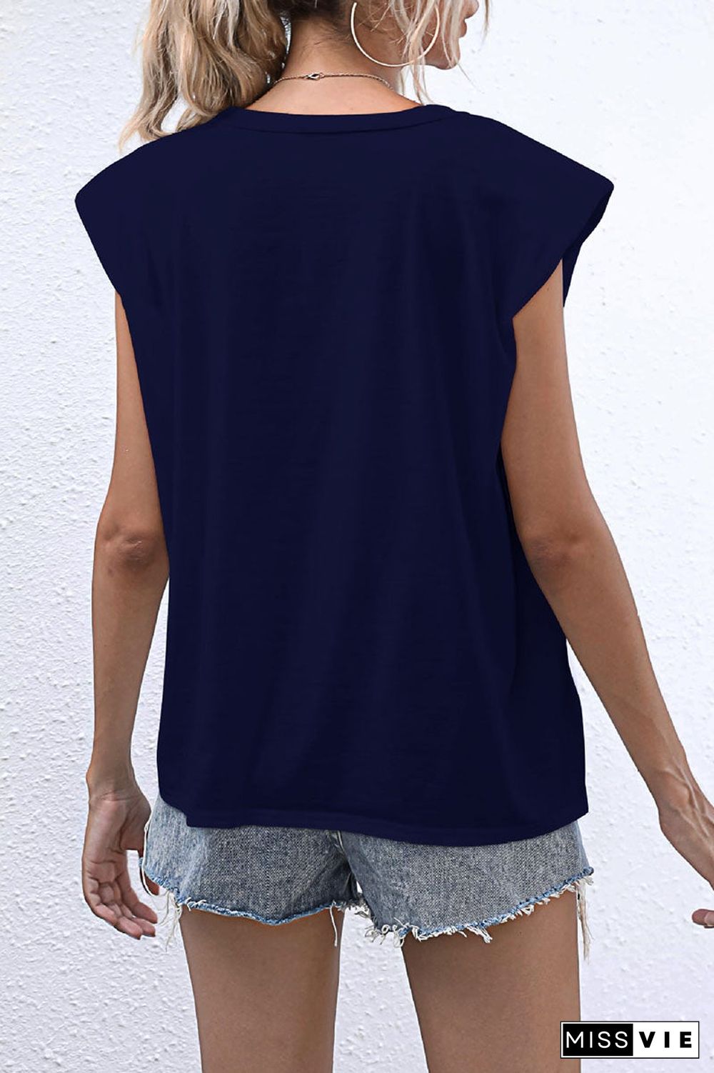 Casual Solid Split Joint O Neck T-Shirts(10 Colors)