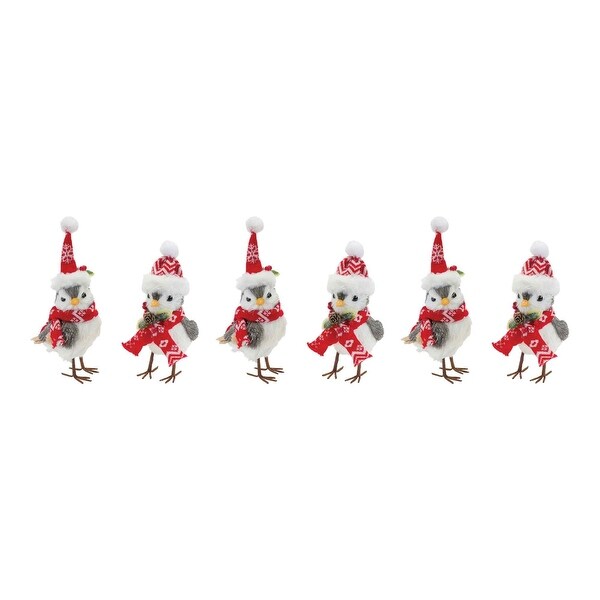 Set of 6 Winter Bird With Hat Scarf Christmas Tabletop Figurines 10.5