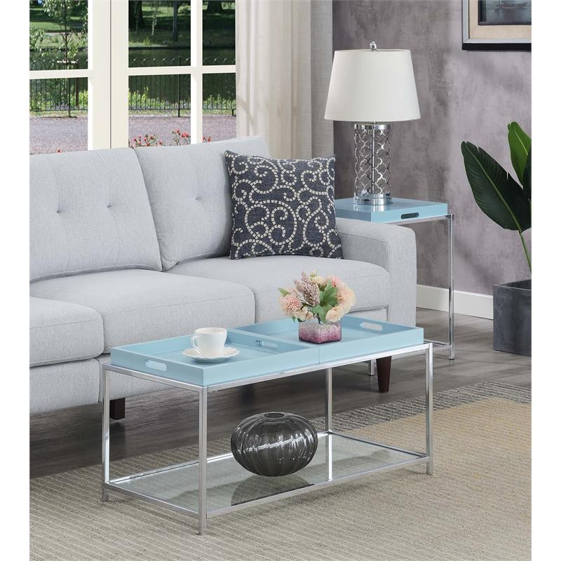 Convenience Concepts Palm Beach Coffee Table in Clear Glass and Chrome Metal   Contemporary   Coffee Tables   by Homesquare  Houzz