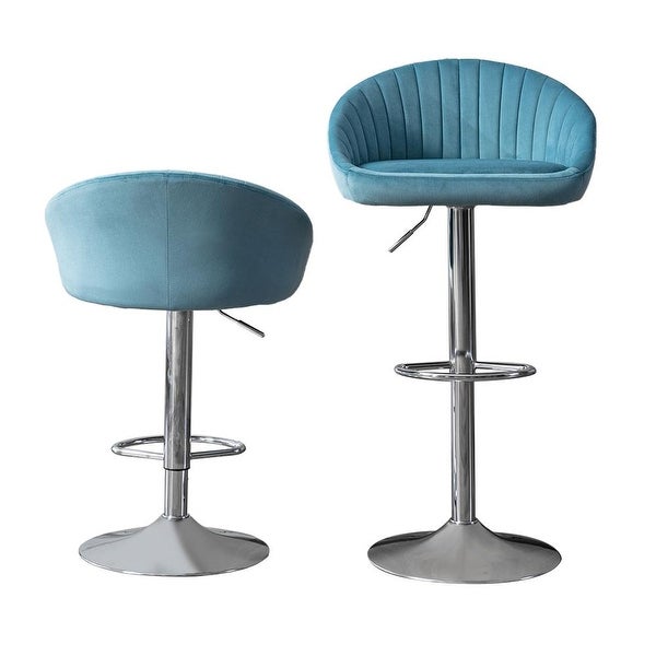 Set of 2 Modern Adjustable Counter Height Bar Stools with Back and Footrest