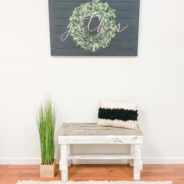 Wood Bench， Natural and White