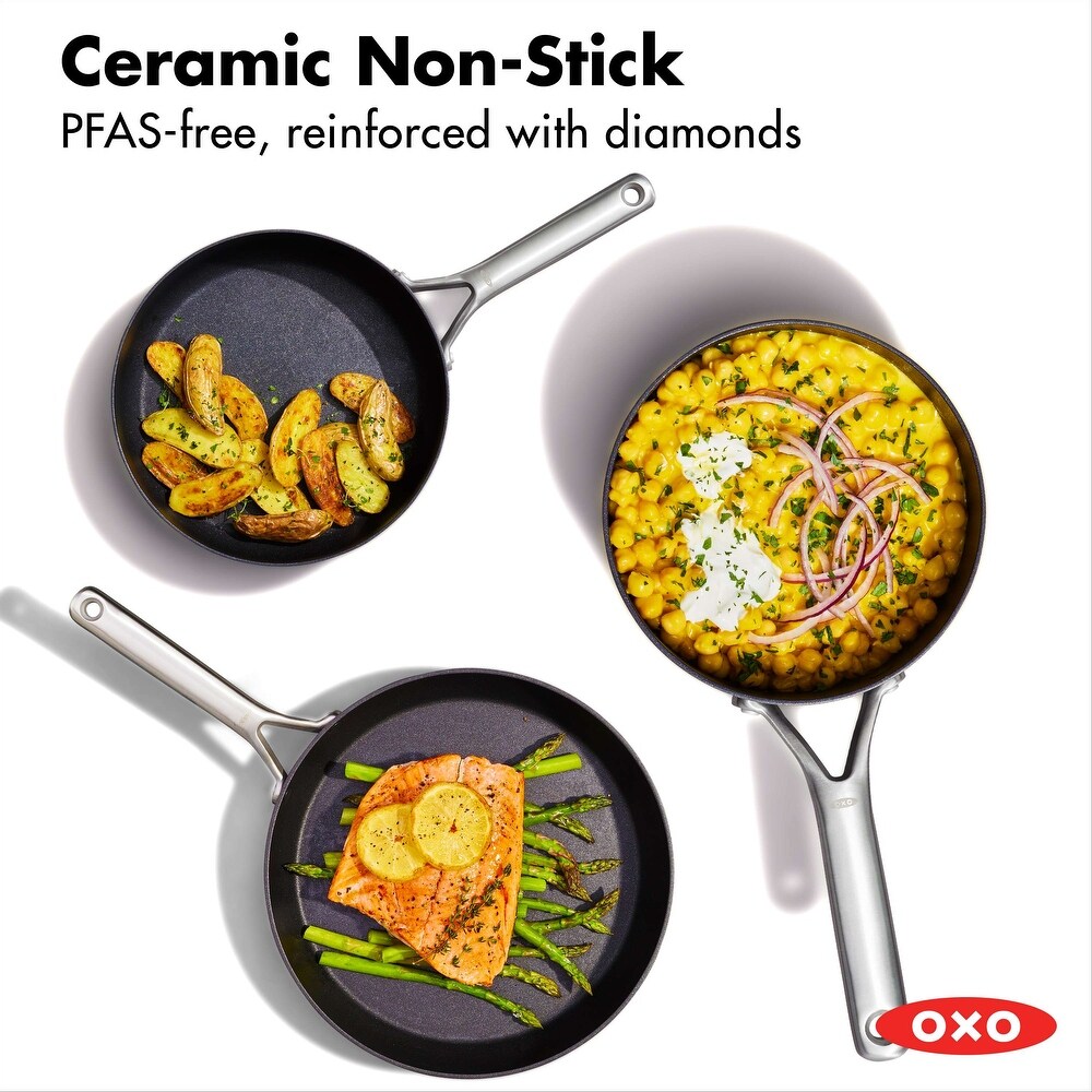 OXO Professional Ceramic Non Stick 5 Piece Cookware Pots and Pans Set