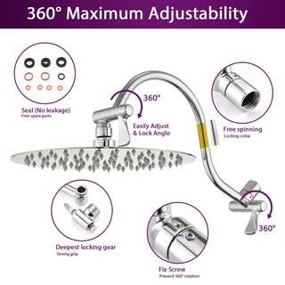 YASINU 2-Spray 12 in. Dual Shower Head Wall Mount Fixed and Handheld Shower Head 1.5 GPM in Chrome (Valve not Included) YNPAUL00438CH