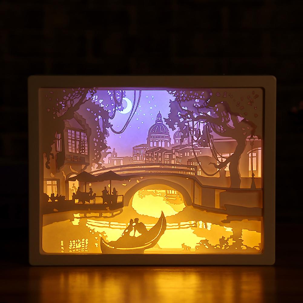 Carving Night Lights，Papercut Light Box 3D LED Paper Carving Lamp Papercut Light Box Masterfully Created