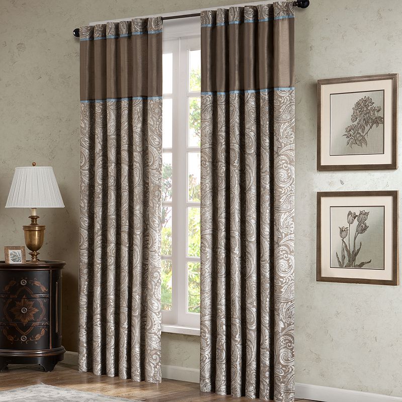 Madison Park 2-Pack Whitman Light Filtering Faux Silk Jacquard Rod Pocket Window Curtains