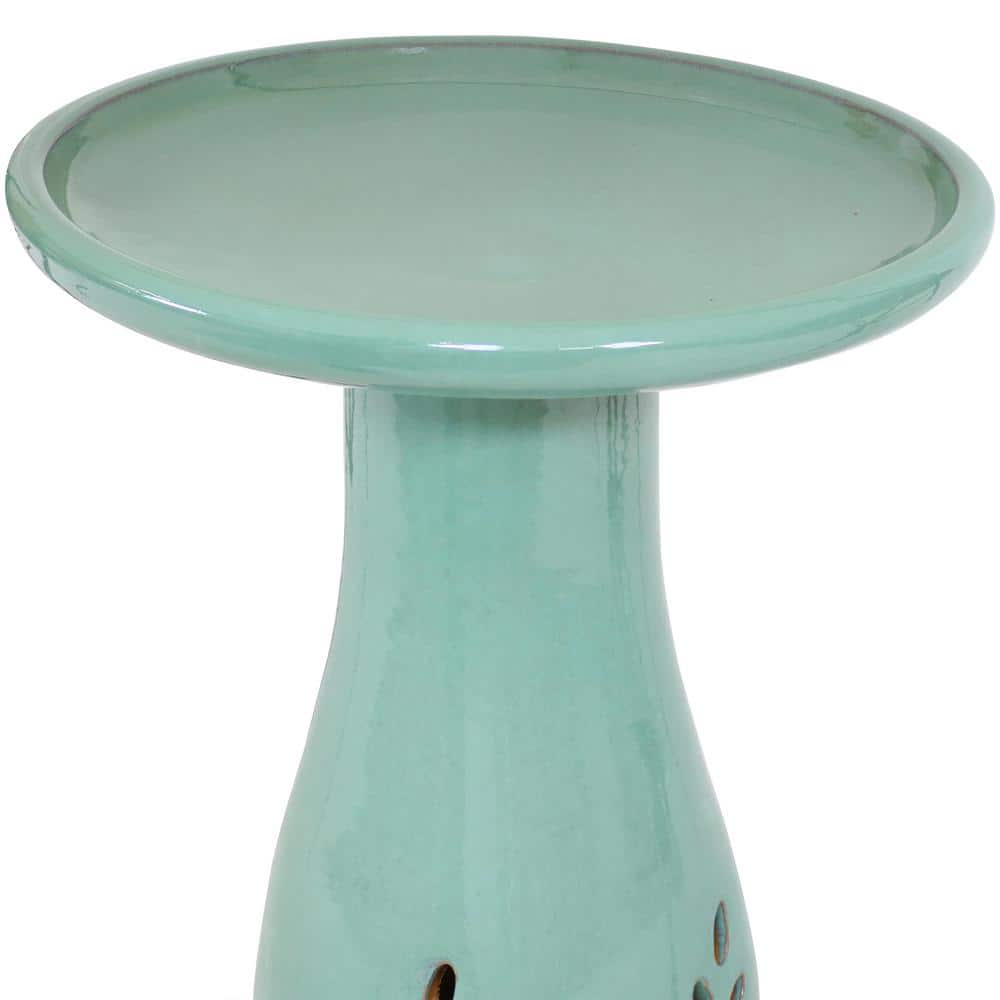 Sunnydaze Decor Classic Seafoam Ceramic Outdoor Bird Bath， UV/Frost Resistant AP-350