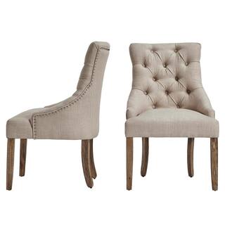 HomeSullivan Marjorie Beige Linen Button Tufted Dining Chair (Set of 2) 40E217C-BL2P