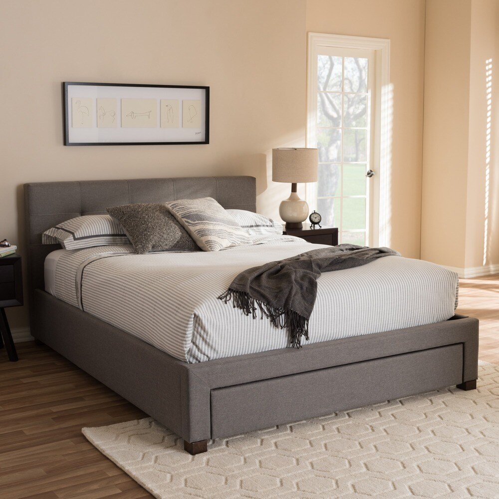 Contemporary Tufted Upholstered Storage Platform Bed by Baxton Studio