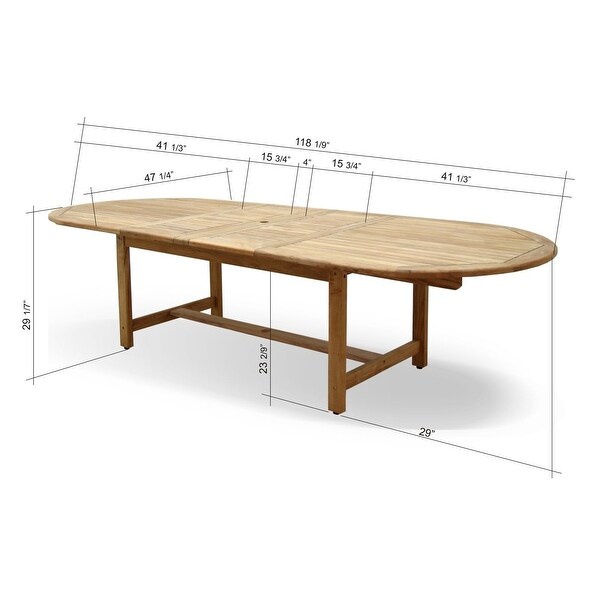 Amazonia FSC Teak Extendable Outdoor Patio Dining Set