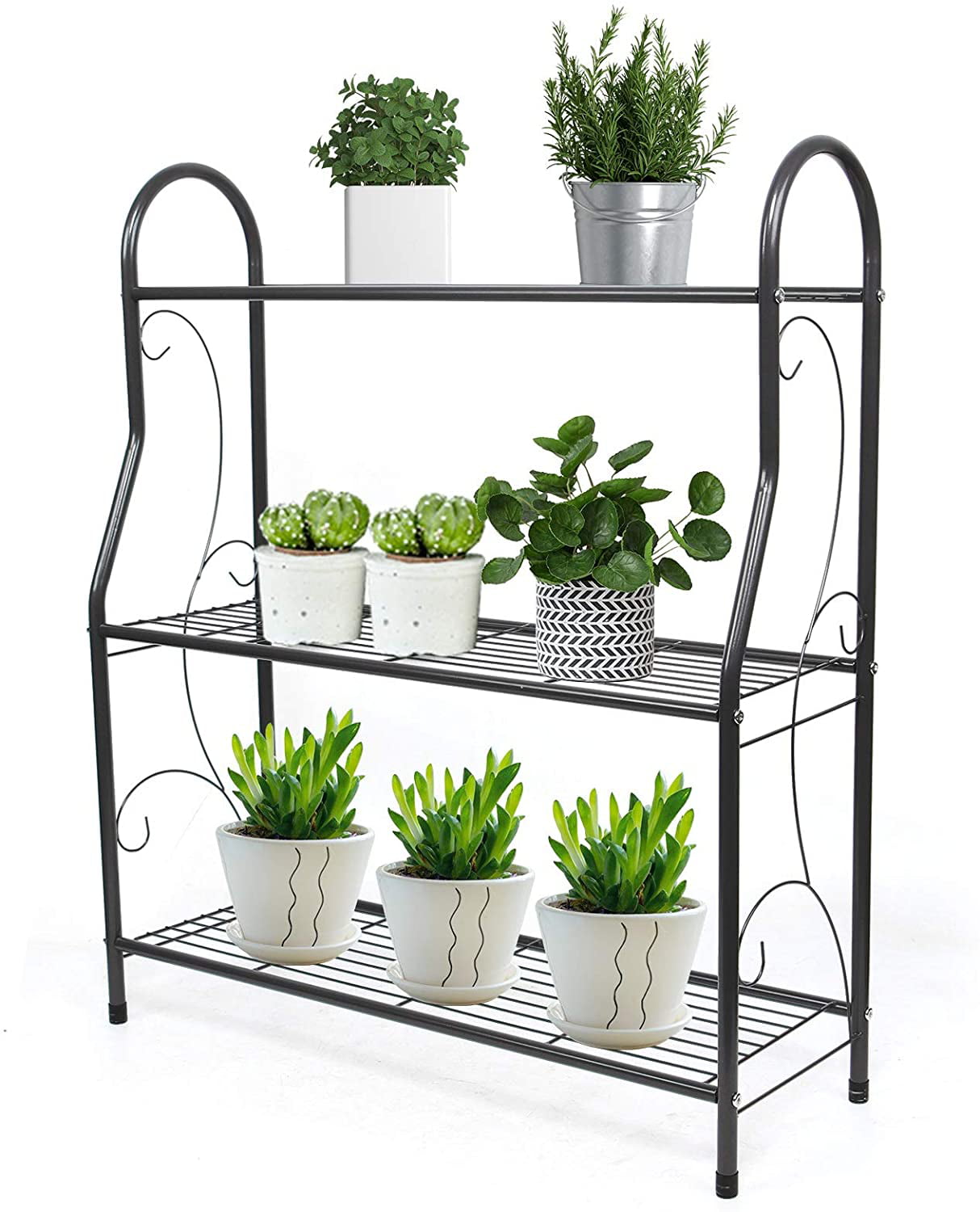 TFCFL 3-Tier Metal Plant Stand, Plant Holder, Flower Pots Display Rack, Space-Saving Stand Shelf, Multi-Functional Home Organizer Shelf Rack