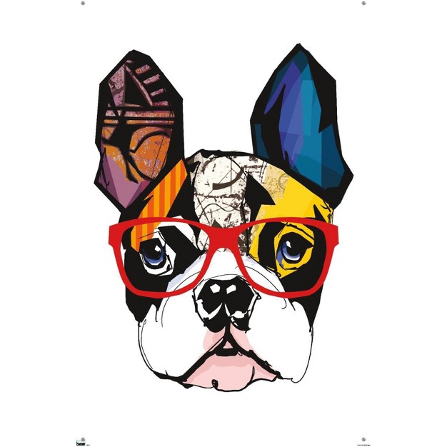 Trends International Art Deco Boston Terrier With Glasses Unframed Wall Poster Prints