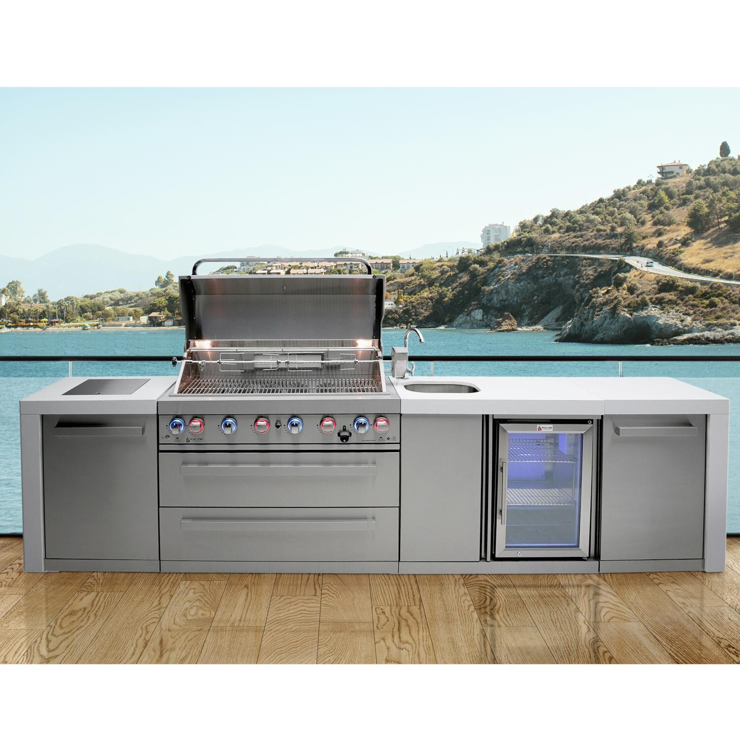 Mont Alpi 805 Propane Grill Island w/ Beverage Center