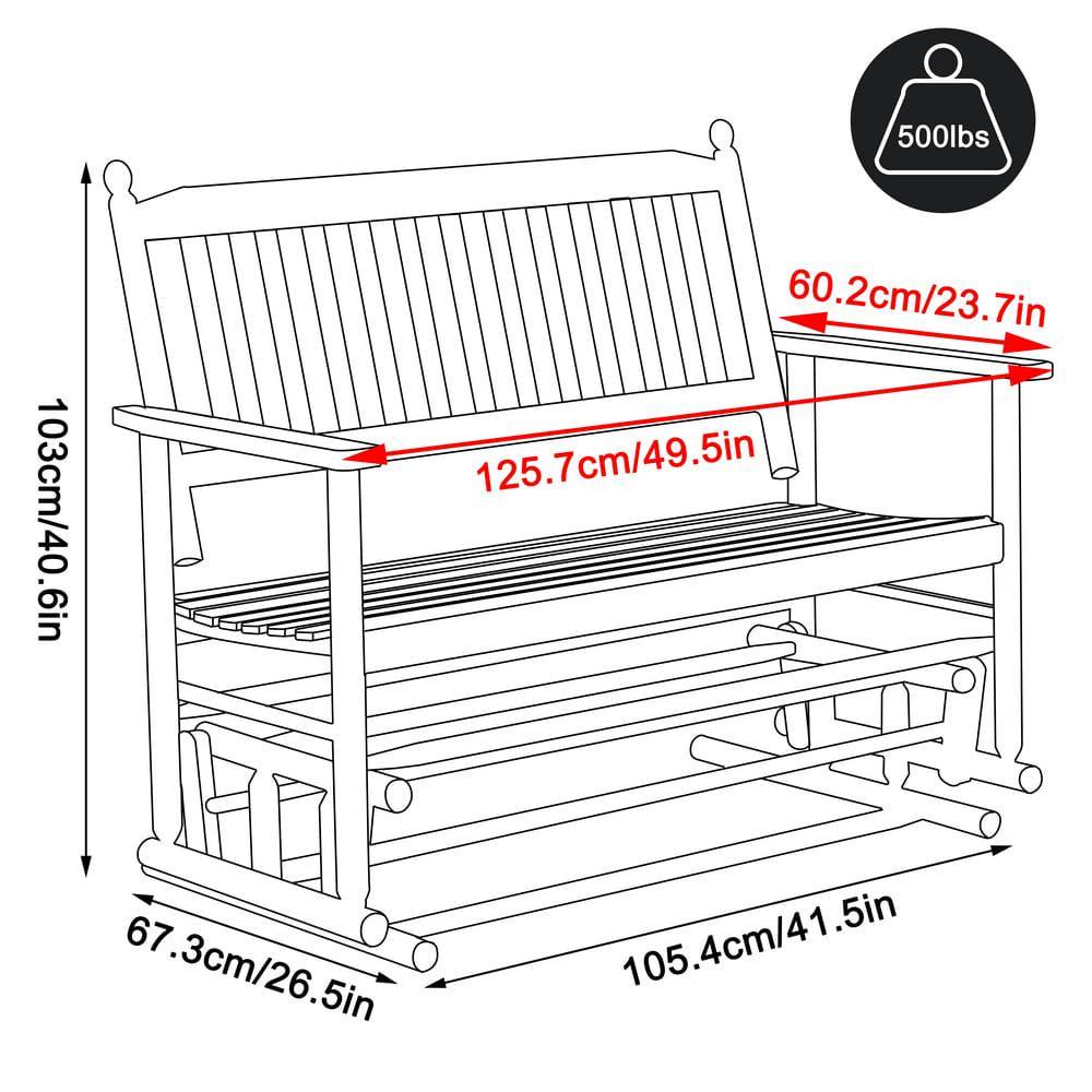 VEIKOUS 2Person Black Wooden Outdoor Patio Glider Rocking Chair Swing Chair