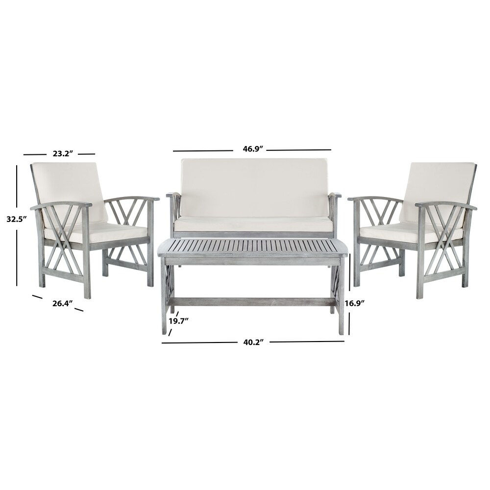 SAFAVIEH Outdoor Living Fontana Grey Wash/ Beige 4 piece Patio Set