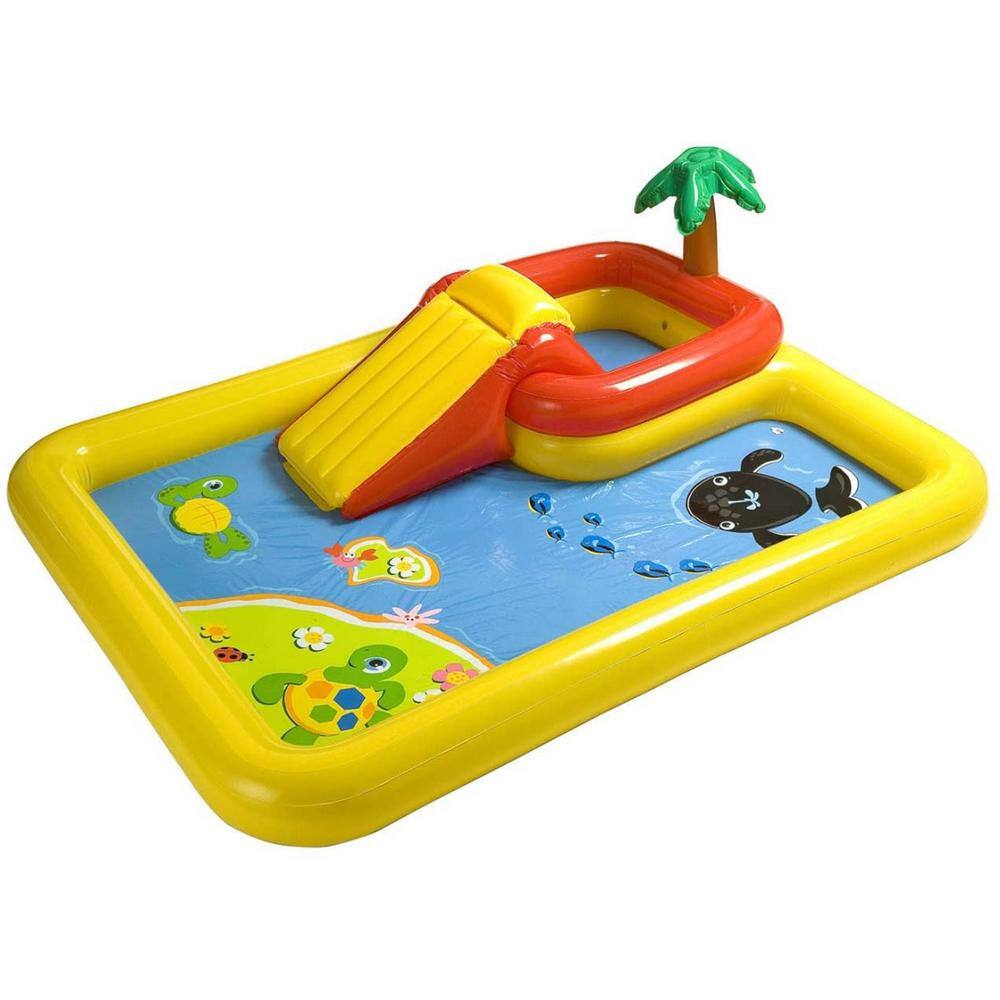 Intex 100 in. x 77 in. Inflatable Ocean Play Center and 8.5 in. x 5.75 in. Pool for 2-3 Kids 57454EP + 56483EP