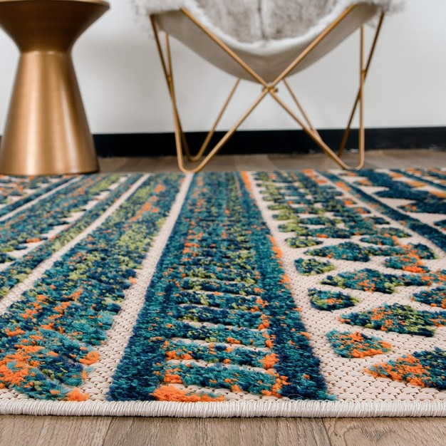 World Rug Gallery Modern Stripes Faded Geometric Indoor outdoor Area Rug