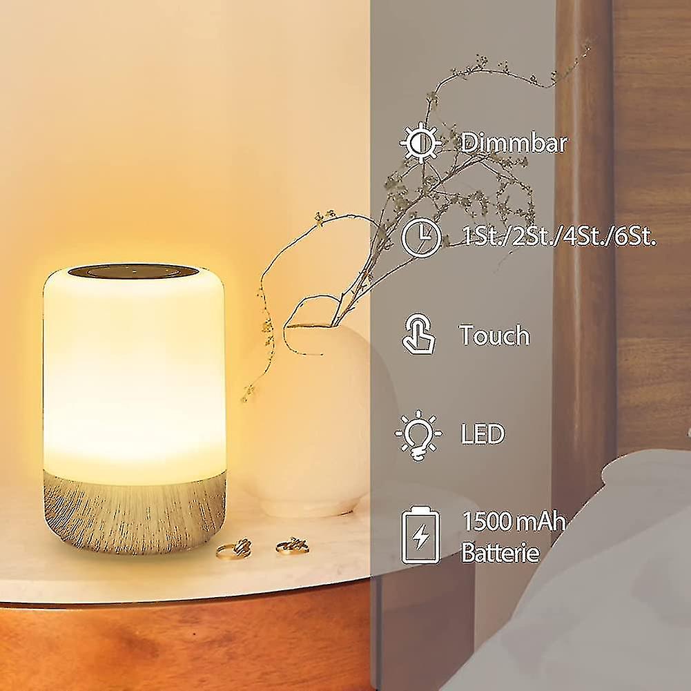 Led Bedside Lamp Touch Dimmable， Table Lamp Battery Operated 8 Colors And 3