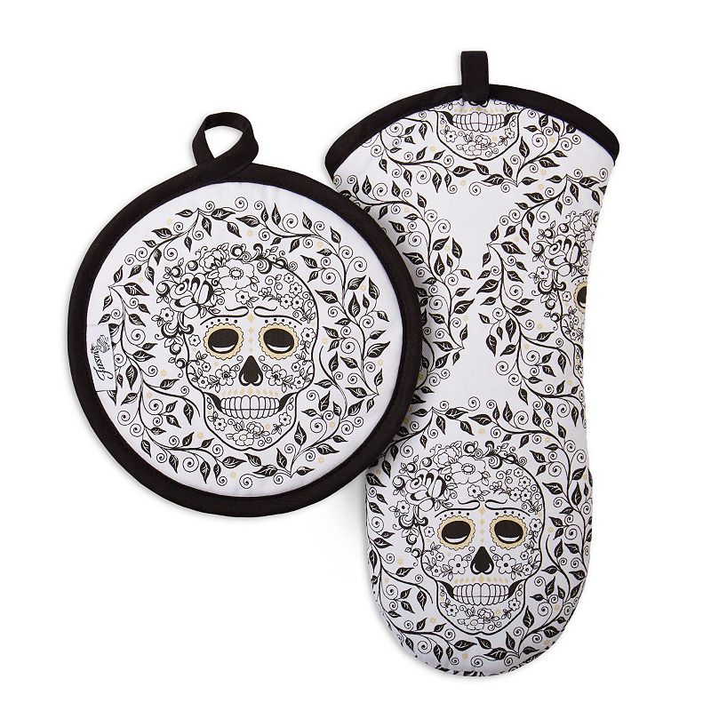 Fiesta Skull and Vine Oven Mitt and Pot Holder 2-pk.