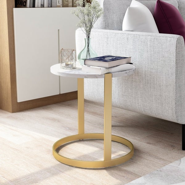 Furniture of America Vannen Contemporary 18-inch Faux Marble Side Table