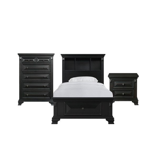 Picket House Furnishings Trent Twin Storage 3PC Bedroom Set in Black - - 31291729