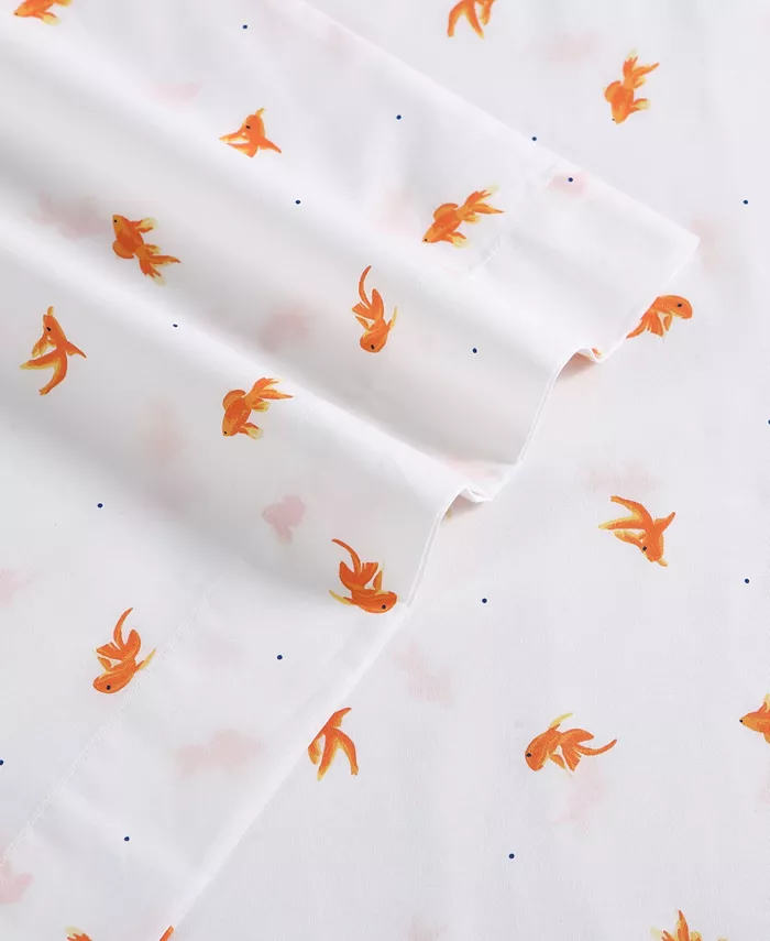 Poppy and Fritz Goldfish Bright Cotton Percale Sheet Set， Twin