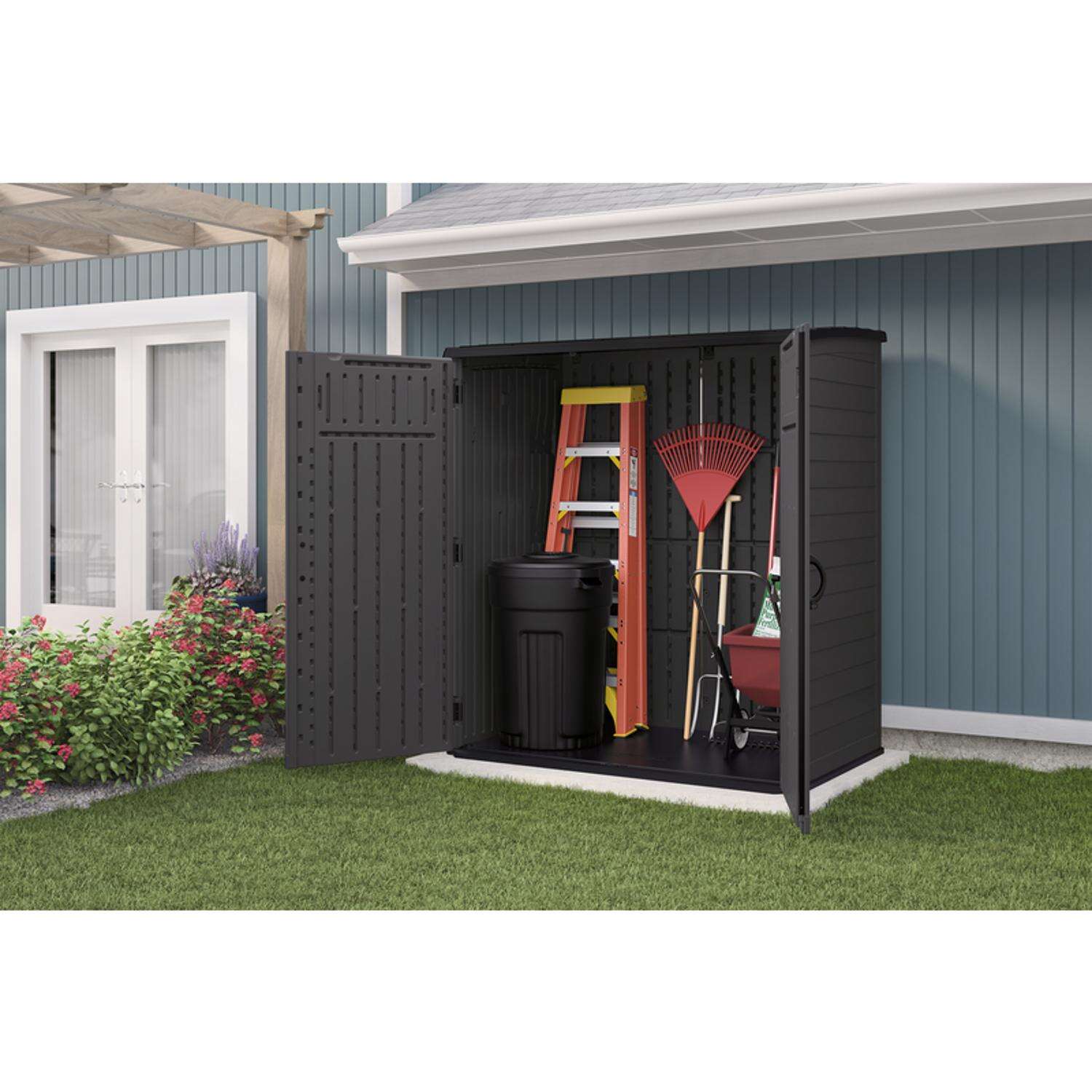 Suncast 5 ft. x 3 ft. Resin Vertical Pent Storage Shed with Floor Kit