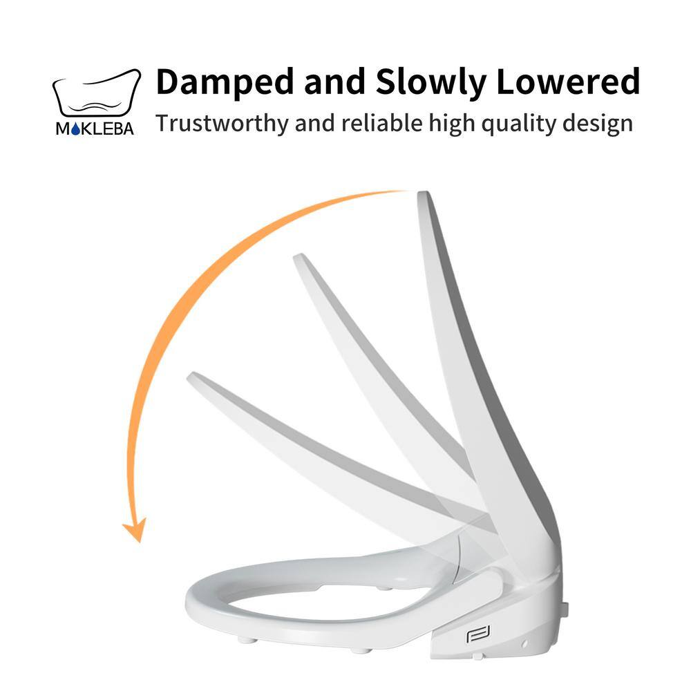 Mokleba Electric Heated Bidet Seat for Elongated Toilets in White with Memory Function BTMKEBCO002