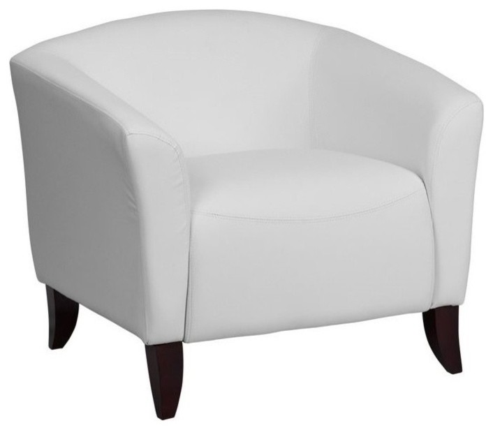 Scranton  ampCo 19  x27 x27Contemporary Leather Sloping Arms Chair in Ivory   Transitional   Armchairs And Accent Chairs   by Homesquare  Houzz