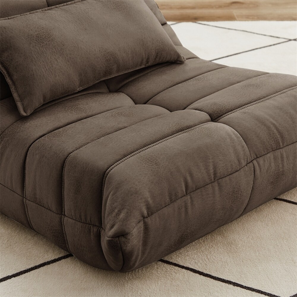 Soft Suede Lounge Chair Lazy Floor Sofa Accent Bean Bag Couch for Living Room Chair