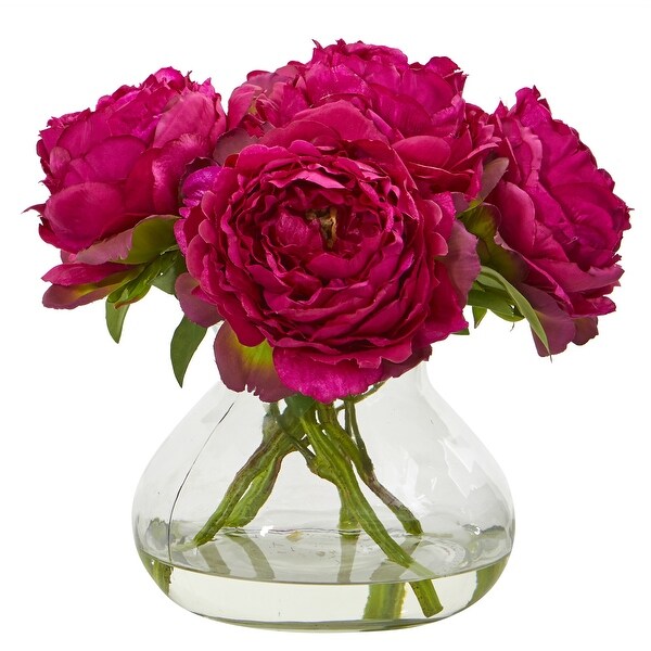 Peony Artificial Arrangement in Glass Vase