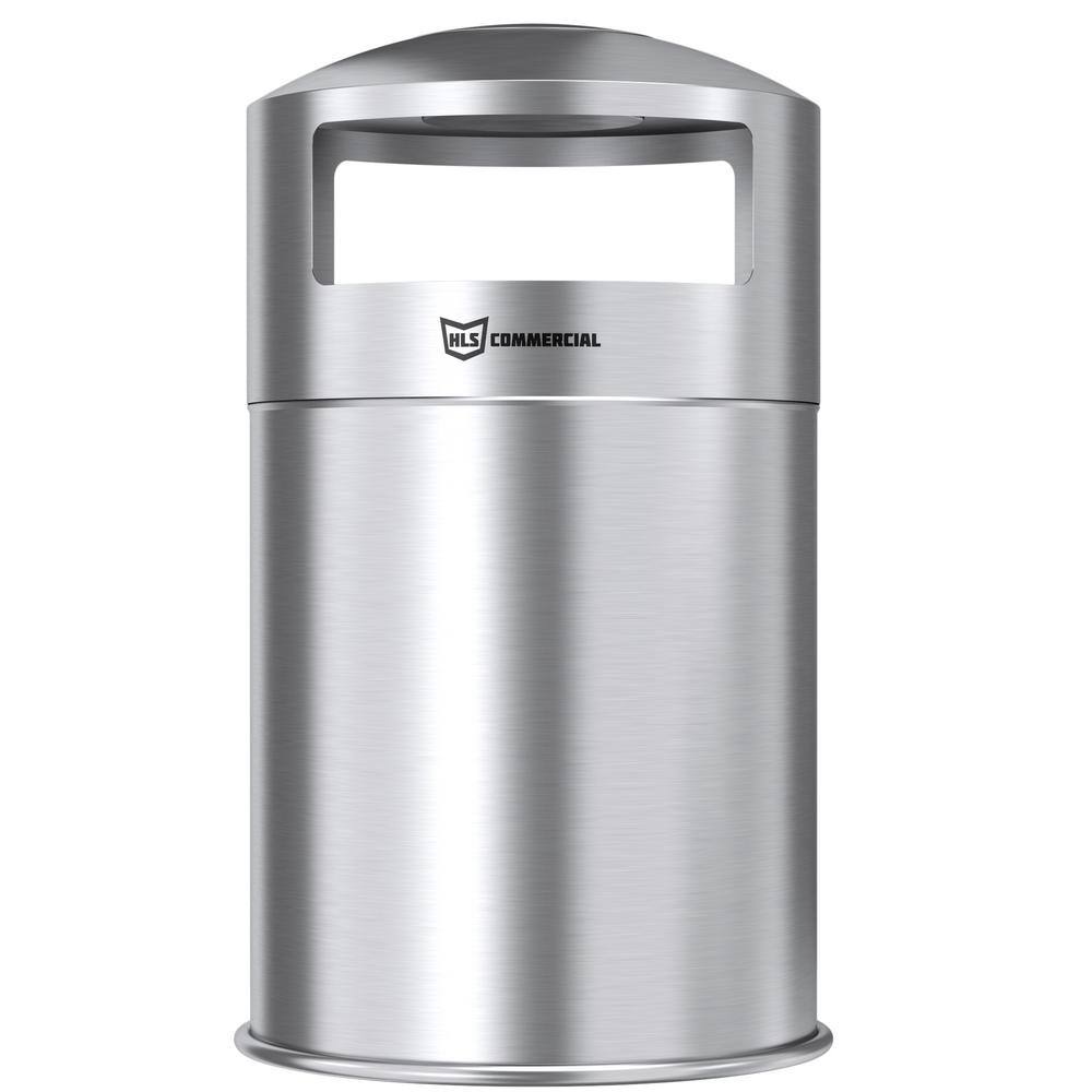 HLS COMMERCIAL 50 Gal. Stainless Steel Outdoor Trash Can Galvanized Steel Inner Bin Removable Ashtray Dual Side Entry for Business THD50DSO