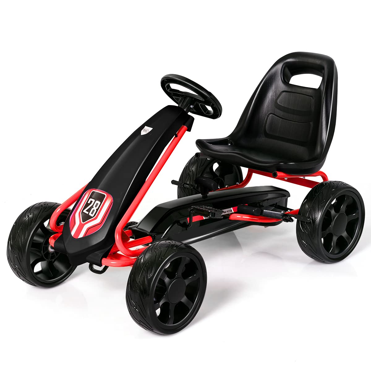 Costzon Pedal Go Kart for Kids, 4 Wheels Pedal Powered Ride on Toy