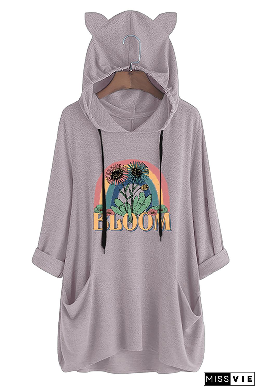 Bloom Pockets Long Sleeves Hooded Dress Wholesale