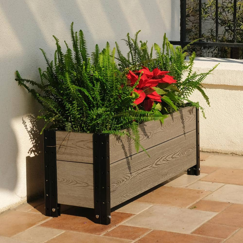 EverBloom 36 in. L x 12 in. W x 14 in. H Composite Trough Planter in Grey E143612G