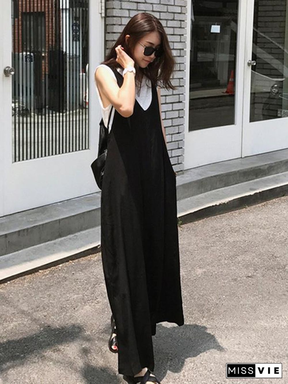 Loose Simple T-shirt and Jumpsuits Suits