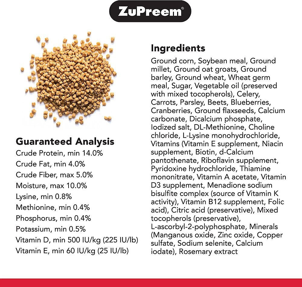 ZuPreem Natural Daily Small Bird Food， 2.25-lb bag