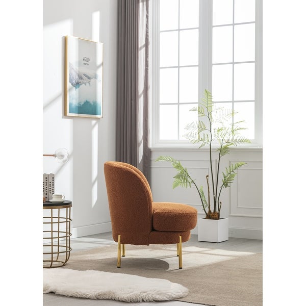 Accent Chair Upholstered Backrest Reading Chair Single Sofa with Golden Adjustable Legs For Living Room Bedroom