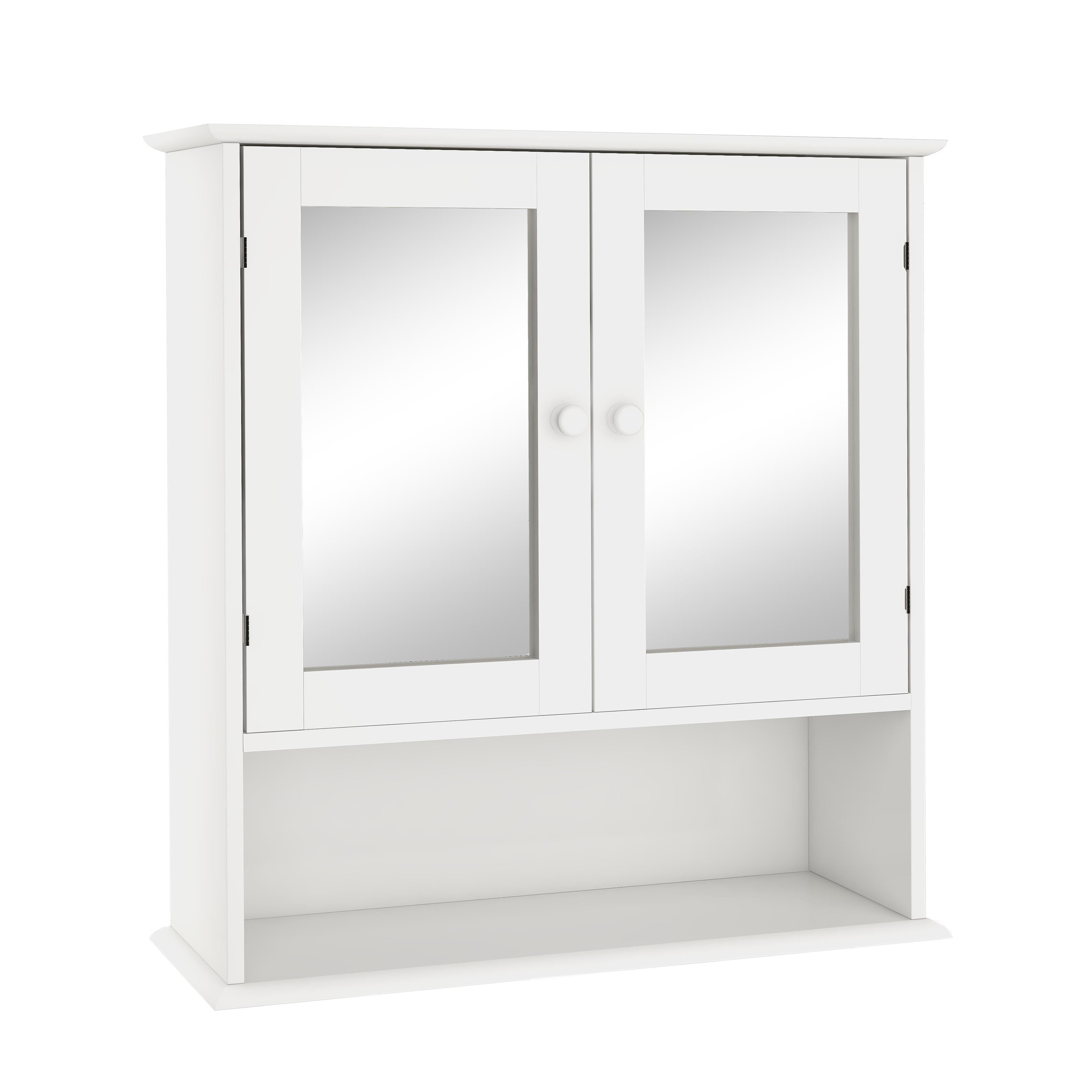 Ktaxon Bathroom Wall Cabinet Kitchen Medicine Cabinet Storage Cabinet with 2 Mirror Doors and Shelves, White Finish