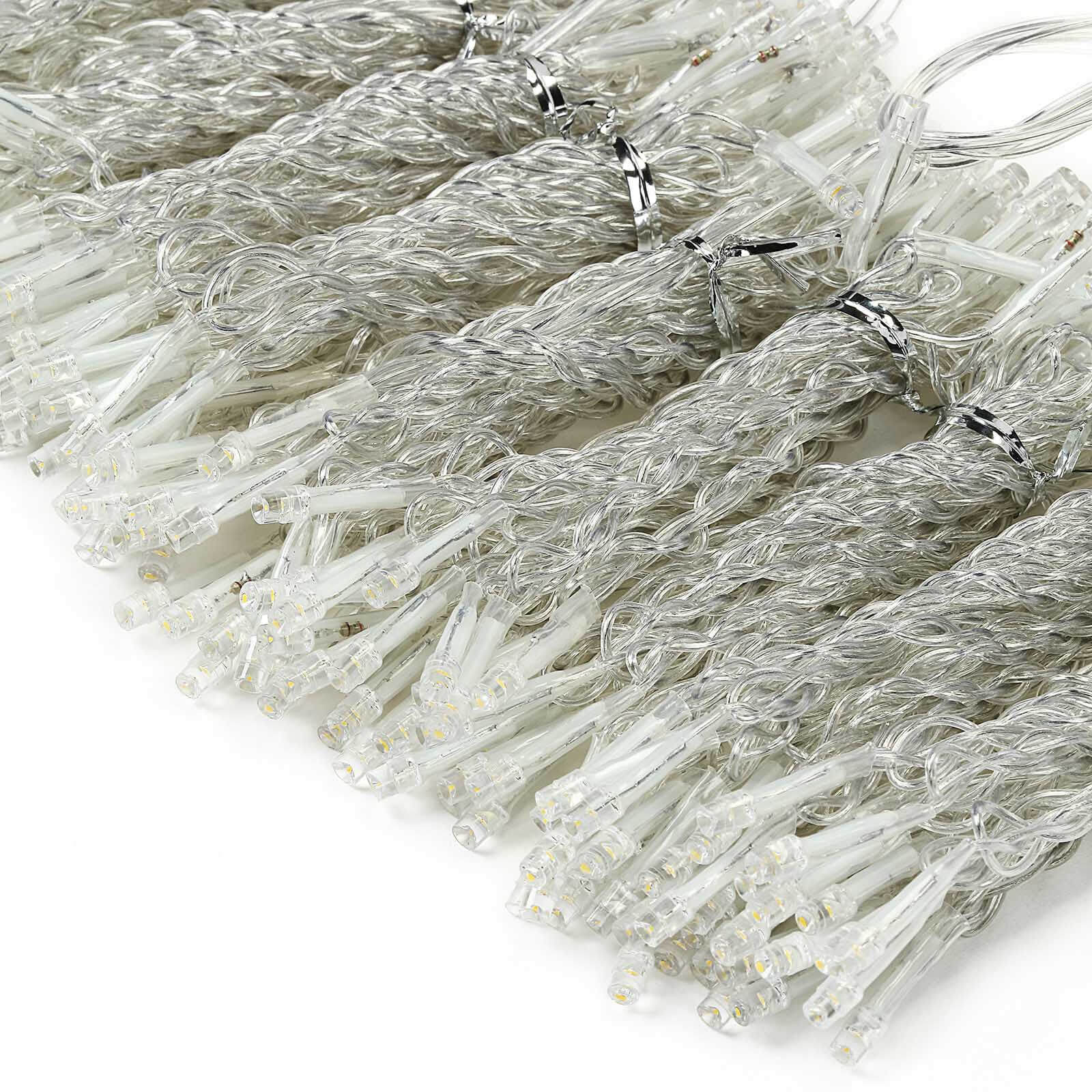 Cool White 300 LED Icicle Curtain Fairy String Lights with 8 Modes 10ft